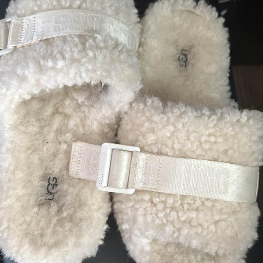 UGG Fluffy White Slippers